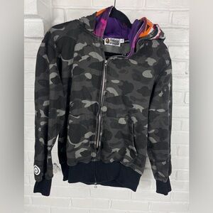 BAPE A Bathing Ape Camo Shark Zip Hoodie Medium • Streetwear Classic